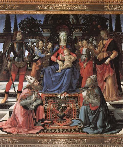 Domenicho Ghirlandaio Thronende Madonna mit den Erzengeln Michael und Raffael sowie den Bischofen Zenobius and justus France oil painting art